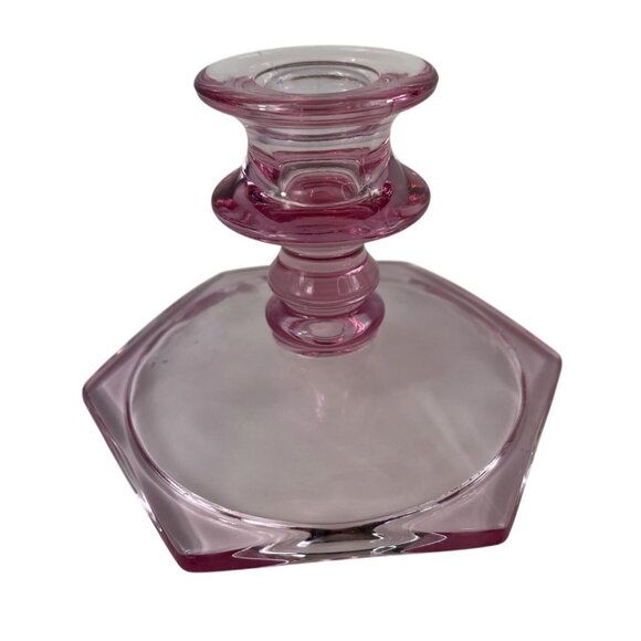 Vintage Pair of Pink Depression Glass Candle Holders - Picture 11 of 11